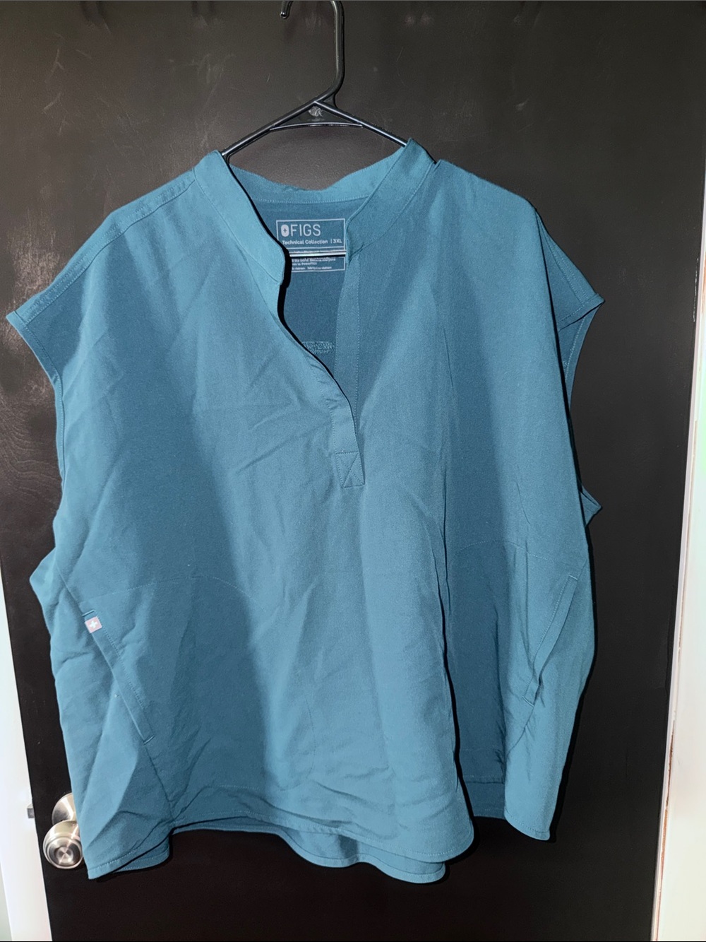 FIGS Women's Teal Split-Neck Medical Top